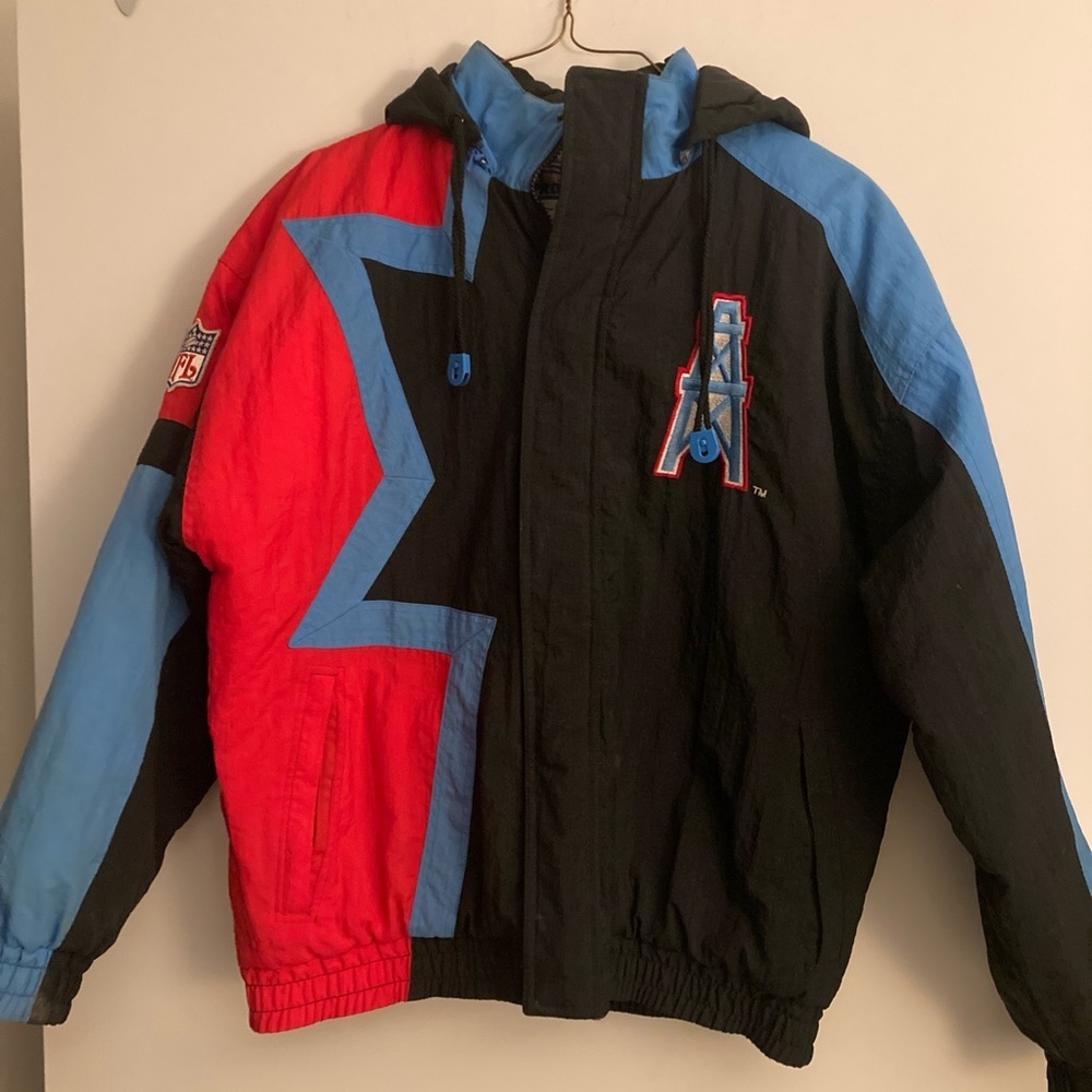 Vintage Houston Oilers NFL ProLine Puffer Hooded Jacket